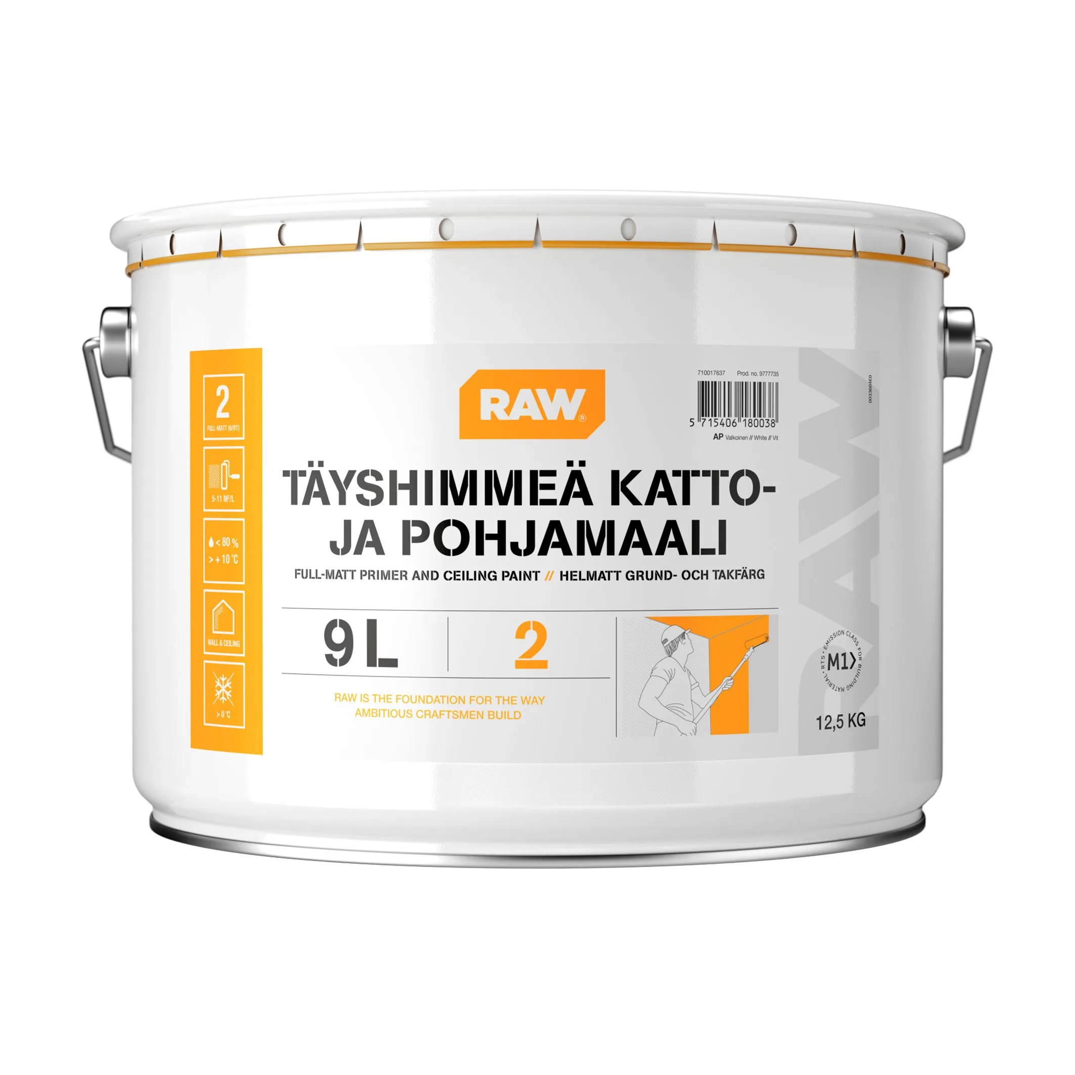 8 Katto- ja pohjamaali RAW 2 valkoinen AP 9 l