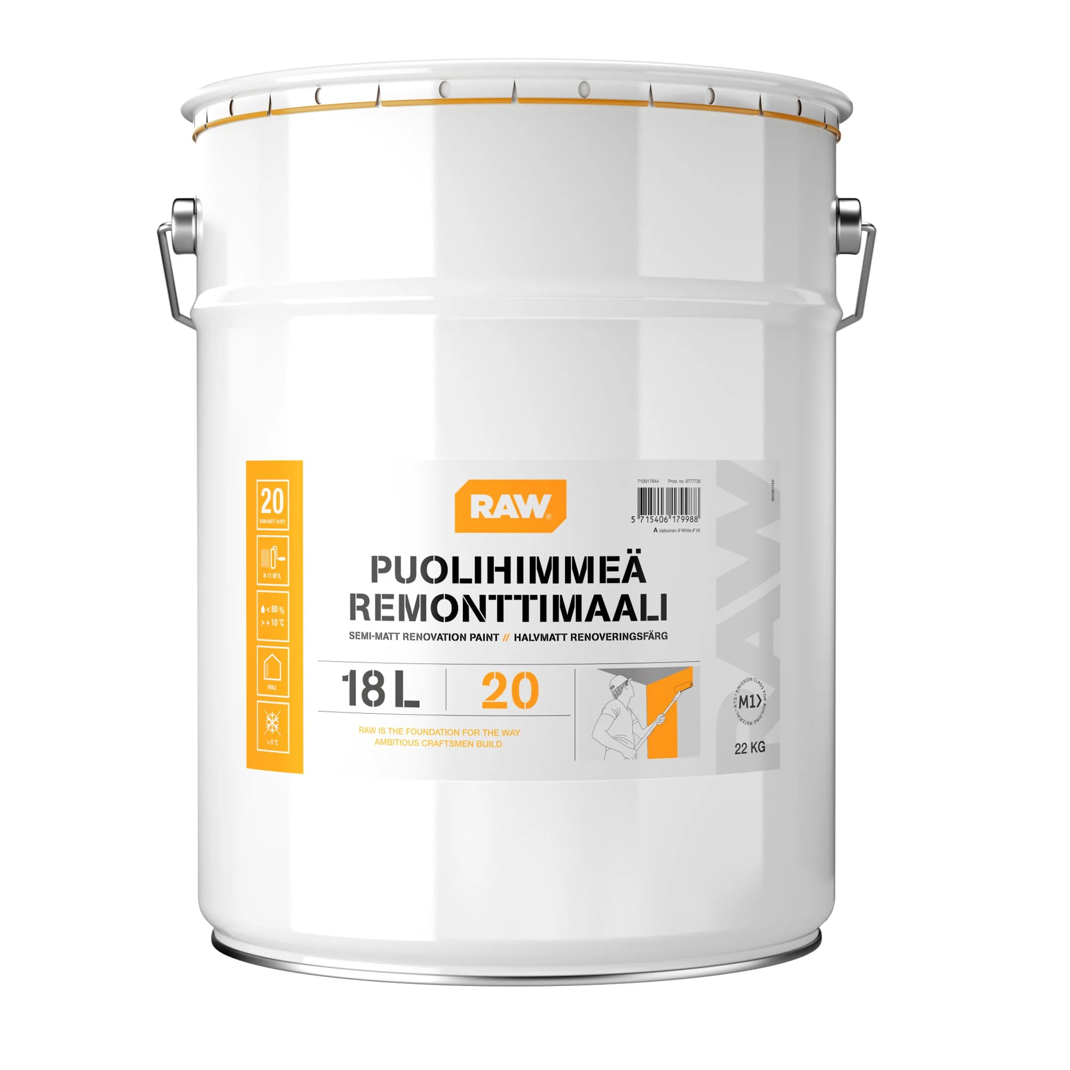 7 Remonttimaali RAW 20 valkoinen A 18 l