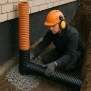 Ammattilainen rakentamassa salaojaa