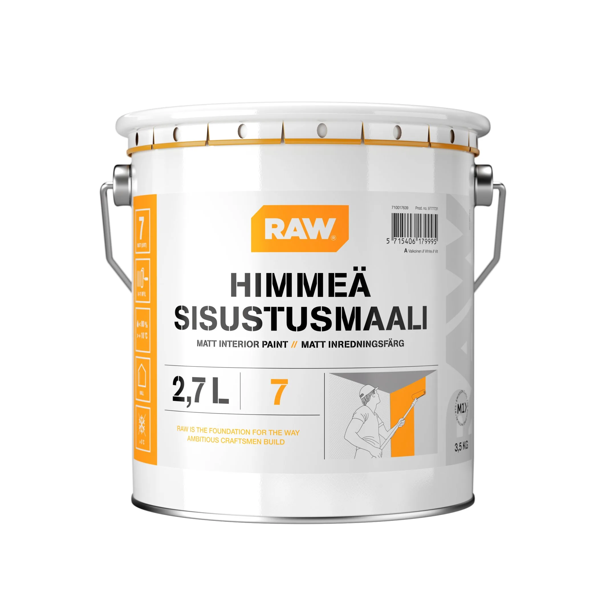 9 Sisustusmaali RAW 7 valkoinen A 2,7 l